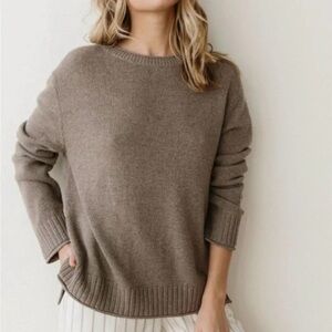 Jenni Kayne Taupe Crew Neck Sweater